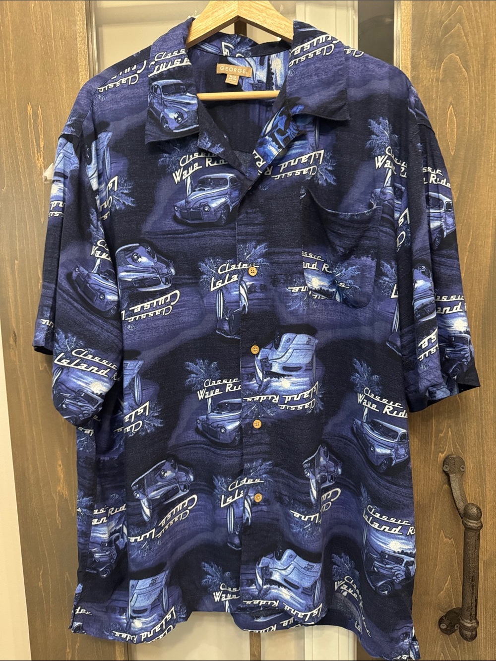 Hawaiian Classic Wave Rider Cars mashup Button‎ up Shirt pockets